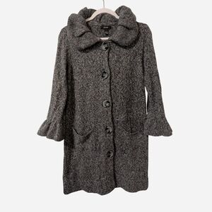 Gray Wool Blend Knit Cardigan Sweater